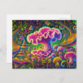 forest of magical mushrooms, glowing with vibrant  ポストカード (正面/裏面)