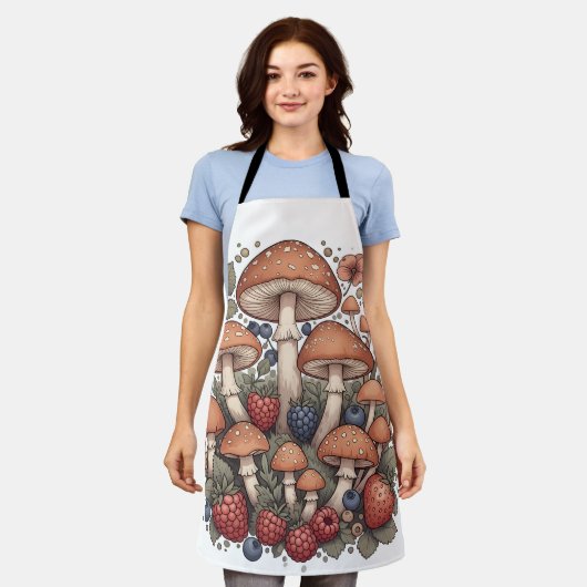 Forest of Mushrooms and Berries エプロン (着用した状態)