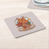 Forest Owl スクエアペーパーコースター (アングル)