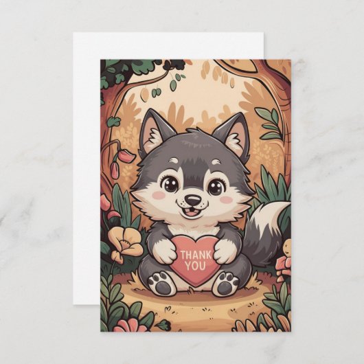 Forest Pastel Wolf サンキューカード (正面/裏面)