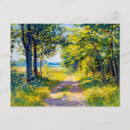 Forest Path in Golden Summer Light シーズンポストカード