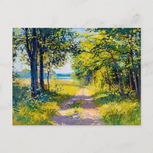 Forest Path in Golden Summer Light シーズンポストカード (正面)