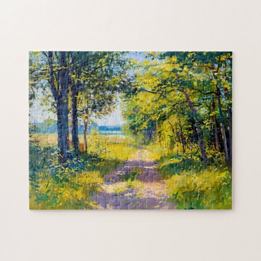Forest Path in Golden Summer Light ジグソーパズル (横)