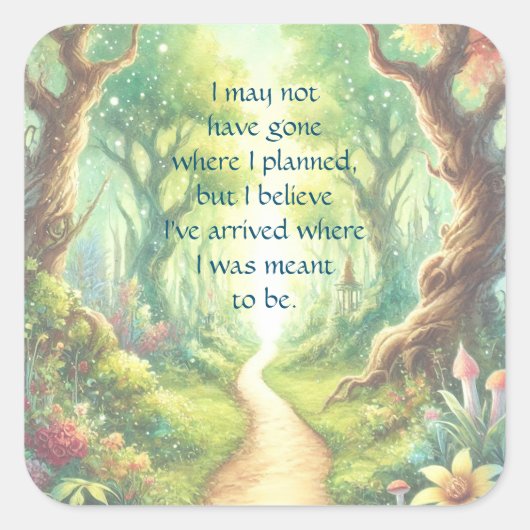 Forest Path & Quote スクエアシール (正面)