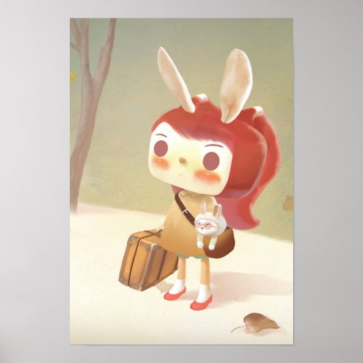 Forest Posでスーツケー失ったスを持つ小さな女の子 ポスター (正面)