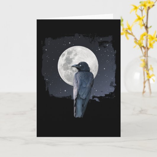 Forest Raven Cold Moon カード (黄色い花)