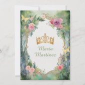 Forest Sage Green Pink Floral 15 Mis Quince Party 招待状 (裏面)