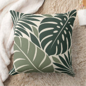 Forest Sage Tropical Leaf Silhouette クッション (ブランケット)