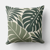 Forest Sage Tropical Leaf Silhouette クッション (裏面)