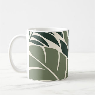Forest Sage Tropical Leaf Silhouette コーヒーマグカップ