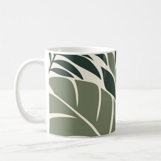 Forest Sage Tropical Leaf Silhouette コーヒーマグカップ (左)