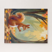 Forest Squirrel | Autumn Animal Watercolor Fall ジグソーパズル (横)