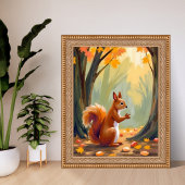 Forest Squirrel | Autumn Animal Watercolor Fall ポスター