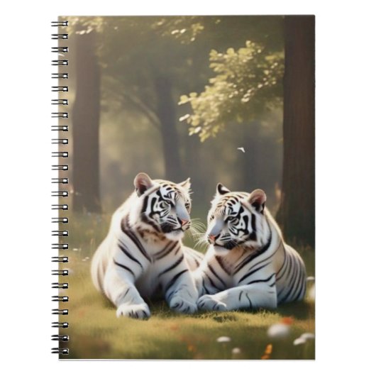 Forest Stillness – White Tigers Notebook ノートブック (正面)