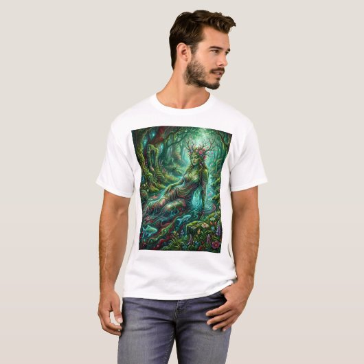 Forest Stream Goddess – Spirit of Moss and Light Tシャツ (正面フル)