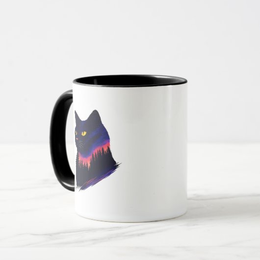 Forest Sunset Silhouette Mug,Nature Inspired Coffe マグカップ (正面左)