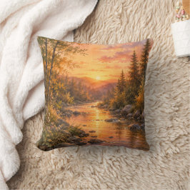 Forest Sunset Throw Pillow Cover クッション
