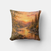 Forest Sunset Throw Pillow Cover クッション (正面)