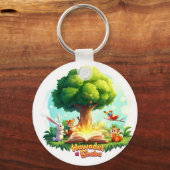 "Forest Tales Keychain – Enchanted Woodland Story  キーホルダー (正面)
