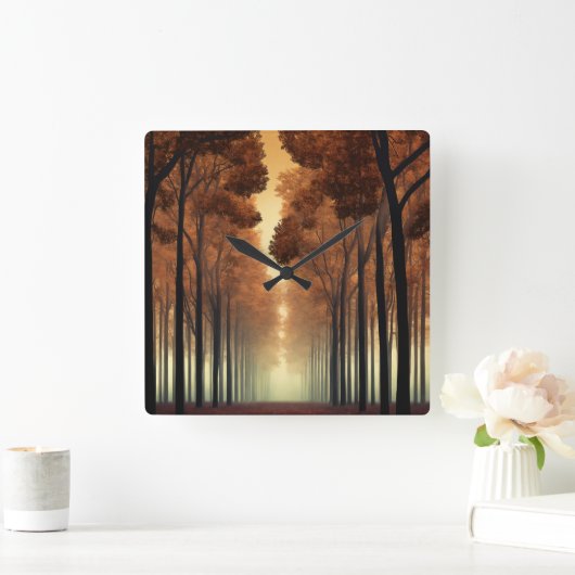 Forest Tree Nature Wall Clock スクエア壁時計 (ホーム)