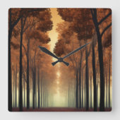 Forest Tree Nature Wall Clock スクエア壁時計 (正面)