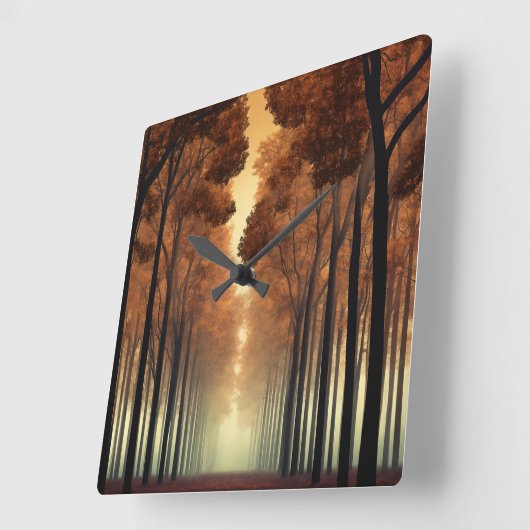 Forest Tree Nature Wall Clock スクエア壁時計 (傾斜)