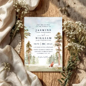 Forest Trees Landscape Rustic QR Code Wedding 招待状