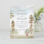 Forest Trees Landscape Rustic QR Code Wedding 招待状 (スタンド正面)