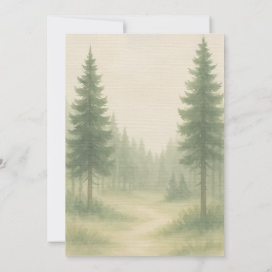 Forest Trees Watercolor Destination Wedding  招待状 (裏面)