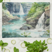 Forest Waterfall キッチンタオル (折り畳み)