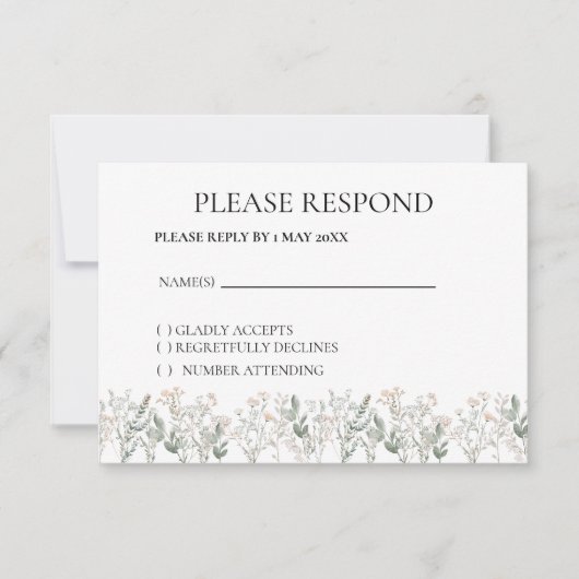Forest Wildflower Boho RSVP card (正面)