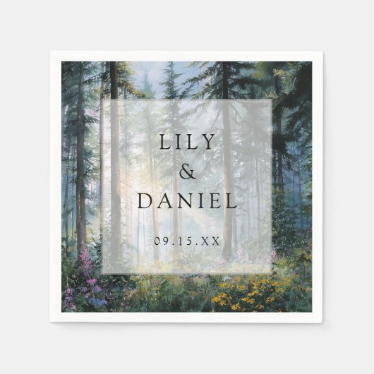 Forest Wildflower Floral Rustic Wedding スタンダードカクテルナプキン (正面)
