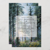 Forest Wildflowers Floral QR Code Wedding 招待状 (正面/裏面)