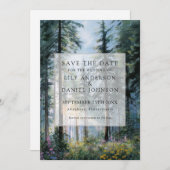 Forest Wildflowers Floral Rustic Wedding セーブザデート (正面/裏面)