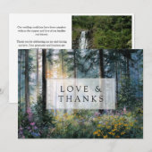 Forest Wildflowers Floral Rustic Wedding Photo サンキューカード (正面/裏面)