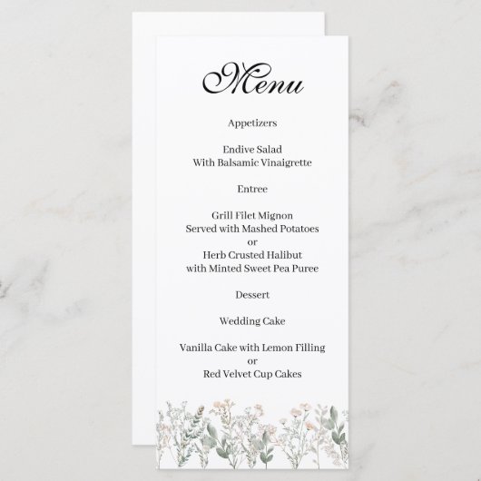 Forest Wildflowers Menu メニュー (正面/裏面)