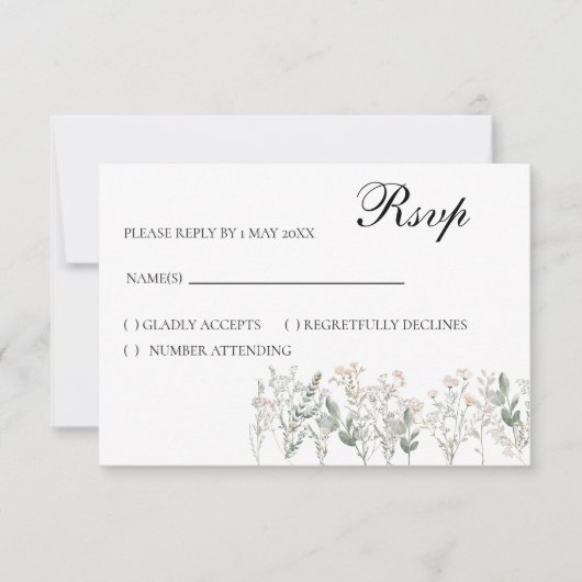 Forest Wildflowers RSVP Card, response card (正面)