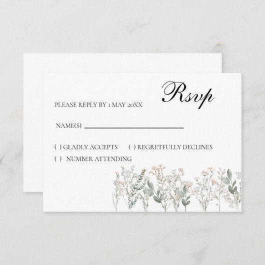 Forest Wildflowers RSVP Card, response card (正面/裏面)