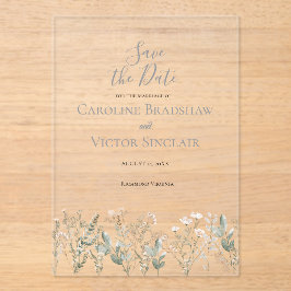 Forest Wildflowers Save the Date Announcement アクリル招待状