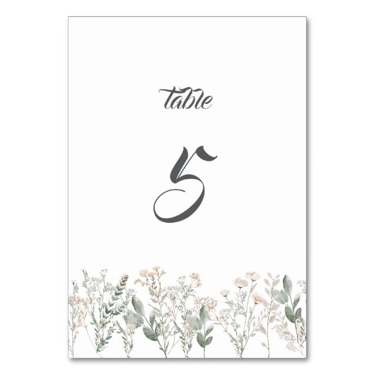 Forest Wildflowers Table Number Card テーブルナンバー (正面)