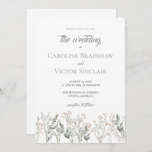 Forest Wildflowers Wedding Invitation 招待状 (正面/裏面)