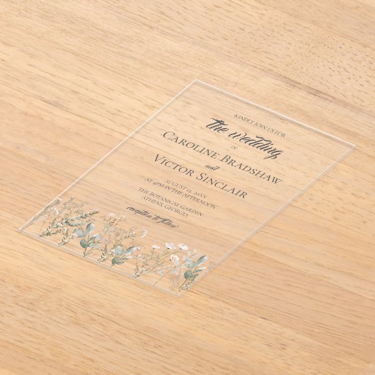 Forest Wilflowers Acrylic Wedding Invitation アクリル招待状 (レイダウン)
