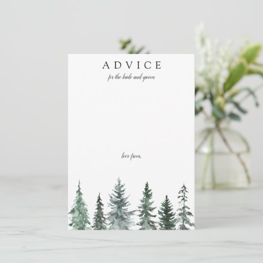 Forest Wintre Watercolor Wedding アドバイスカード (スタンド正面)