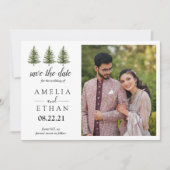 Forest Wintre Watercolor Wedding セーブザデート (正面)