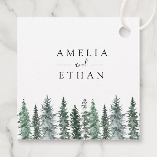 Forest Wintre Watercolor Wedding フェイバータグ (裏面)