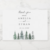 Forest Wintre Watercolor Wedding リキュールボトルラベル (シングルラベル)