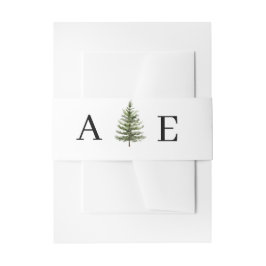 Forest Wintre Watercolor Wedding 招待状ベリーバンド