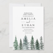 Forest Wintre Watercolor Wedding 招待状 (正面)