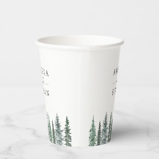 Forest Wintre Watercolor Wedding 紙コップ (右)