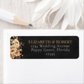 Forest Witch Black Floral Wedding Address Label ラベル (インサイチュ)